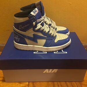 KIY Blue and White High-Top Sneakers